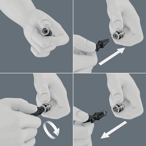 Mutterentnahmewerkzeug L.43mm max.Mutterngröße 14mm Ku. m.Haltefunktion Wera