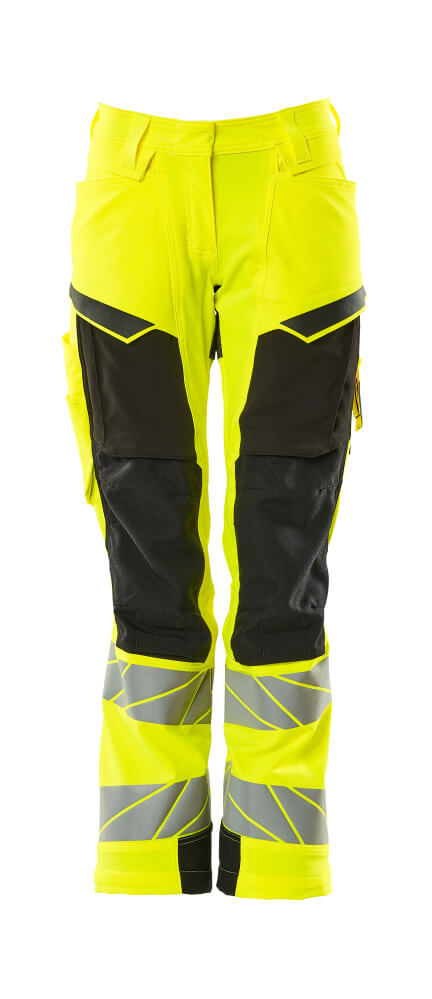 Damen-Passform DIAMOND Hose mit Knietaschen ACCELERATE SAFE Hi-vis Gelb/Schwarz 82C50