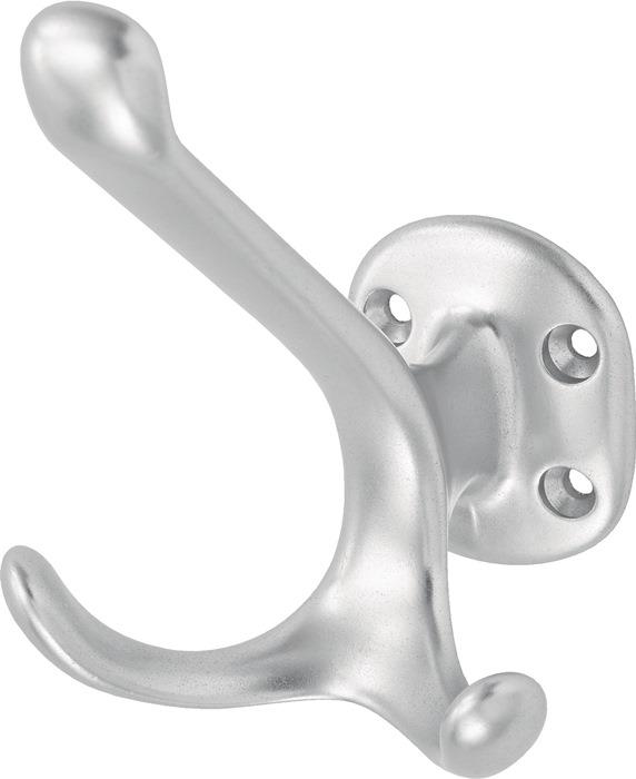Huthaken 0028 zweifach Ausladung 90 mm Aluminium silberfarbig eloxiert Höhe 100 mm HERMETA