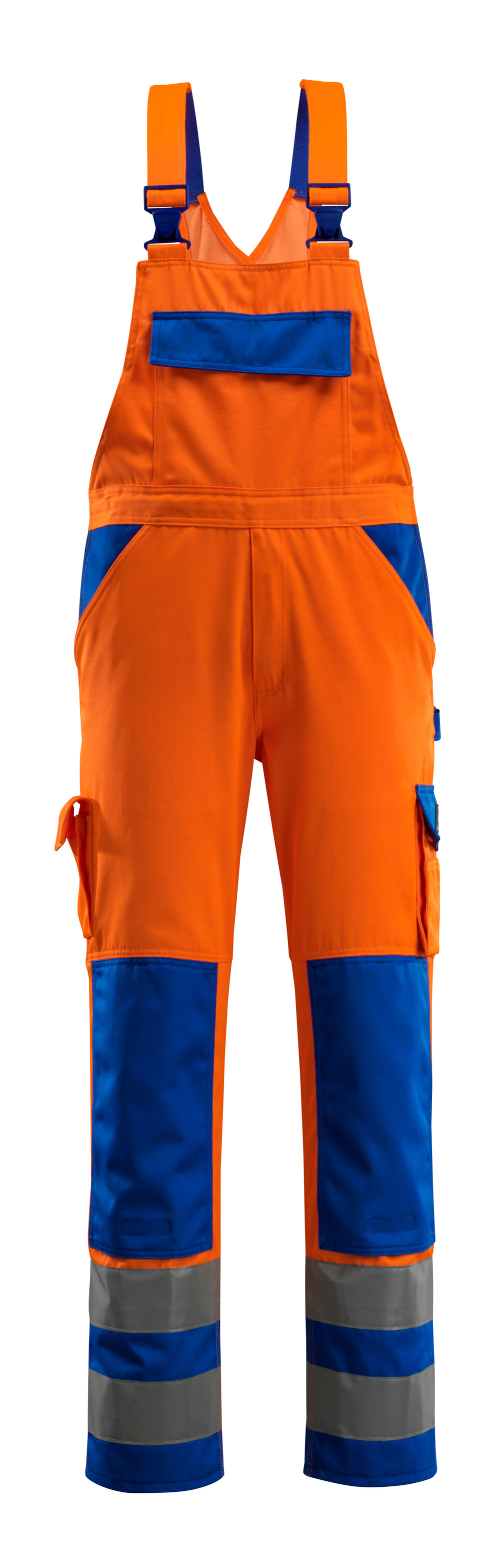 Latzhose mit Knietaschen SAFE COMPETE Hi-vis Orange/Kornblau 82C46