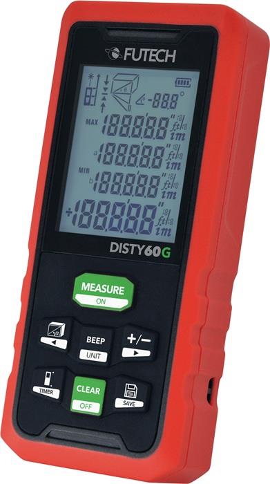 Laserentfernungsmesser DISTY 60 GREEN 0,05 bis 60 m ± 2 mm IP 54 FUTECH
