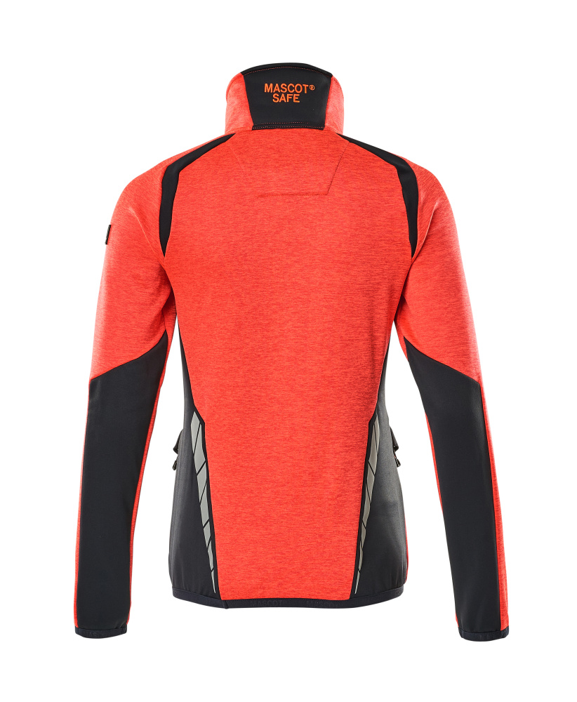 Damen-Passform Fleecejacke mit kurzem Reißverschluss ACCELERATE SAFE Hi-vis Rot/Schwarzblau L