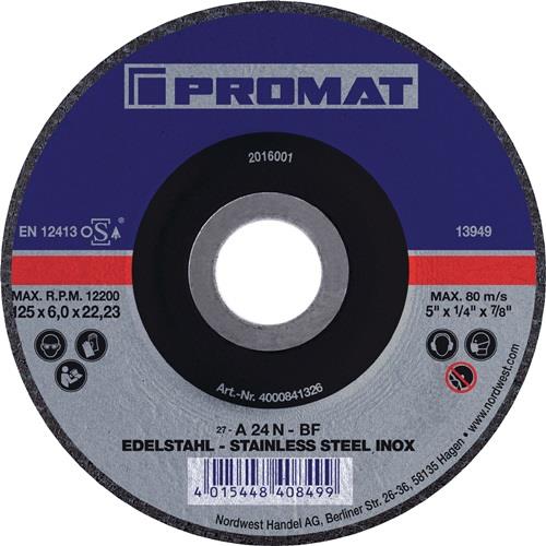 Schruppscheibe D115xS6mm gekr.INOX Bohr.22,23mm PROMAT