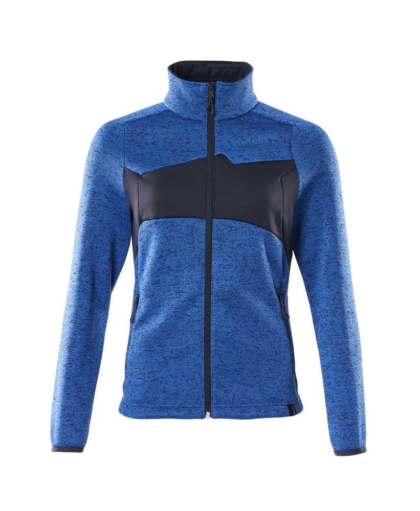 Damen-Passform Strickpullover mit Reißverschluss ACCELERATE Azurblau/Schwarzblau S