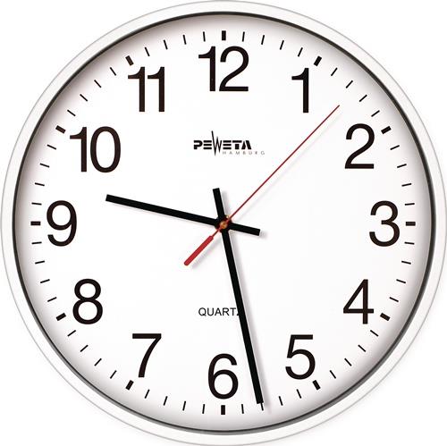Wanduhr Quarzuhr Ku.weiß D.250mm 1,5V arabische Zahlen PEWETA