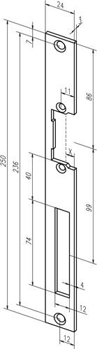 Flachschließbl.338 STA verz.ktg.B.24xL.250mm DIN L/R ASSA ABLOY