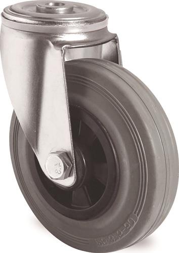 Lenkrolle D.100mm Trgf.75kg Rückenloch PP Rollenlager VG grau TECWERK