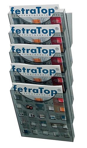 Wandprospekthalter 5 Fächer DIN A4 Ku.grautransparent B240xTxH574mm HELIT