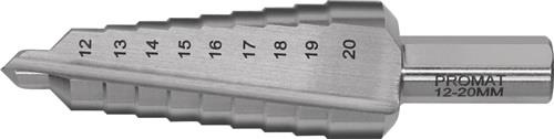 Stufenbohrer Bohrber.12-20mm HSS ger.genutet Z.2 Stufen 9 PROMAT