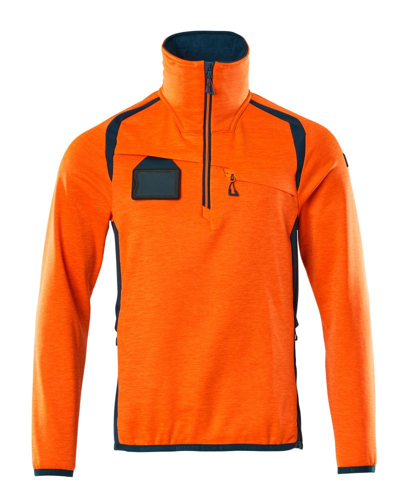 Fleecejacke mit kurzem Reißverschluss ACCELERATE SAFE Hi-vis Orange/Dunkelpetroleum L