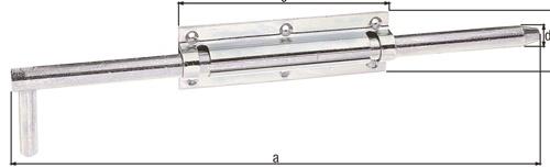 Bolzen-Stangenriegel L.400mm B.57mm STA galv.verz.,dickschichtpassiv.Auss.120mm