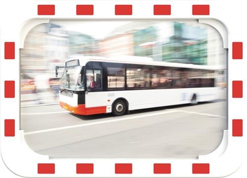 Verkehrsspiegel H400xB600mm Kunststoff,rot/weiß 15m DANCOP