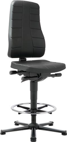 Arbeitsdrehstuhl All-In-One Highline Bodengleiter+Fußring Integralschaum schwarz