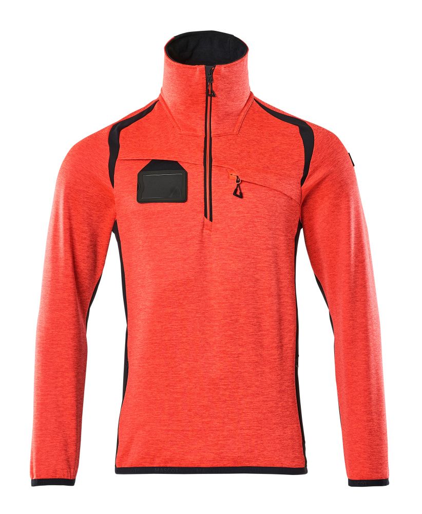 Fleecejacke mit kurzem Reißverschluss ACCELERATE SAFE Hi-vis Rot/Schwarzblau L