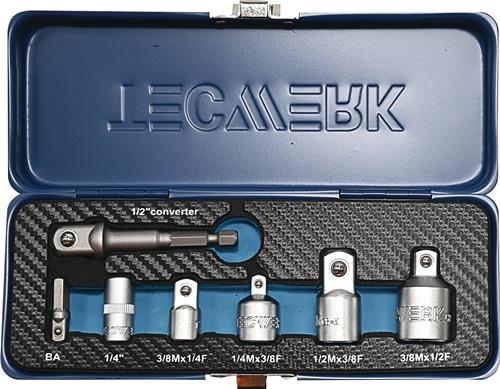 Adaptersatz 7-tlg.1/4-1/2 Zoll inkl.Maschinenadapter TECWERK