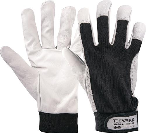 Handschuhe Main Gr.10 schwarz/naturfarben EN 388 PSA II TECWERK