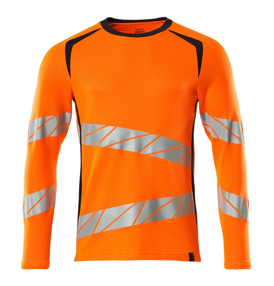 Langarmshirt ACCELERATE SAFE Hi-vis Orange/Schwarzblau L  ONE