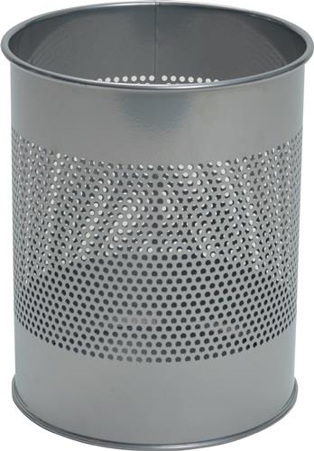 Papierkorb 15l H315xØ260mm Lochraster Metall epoxidharz.silber-metallic DURABLE