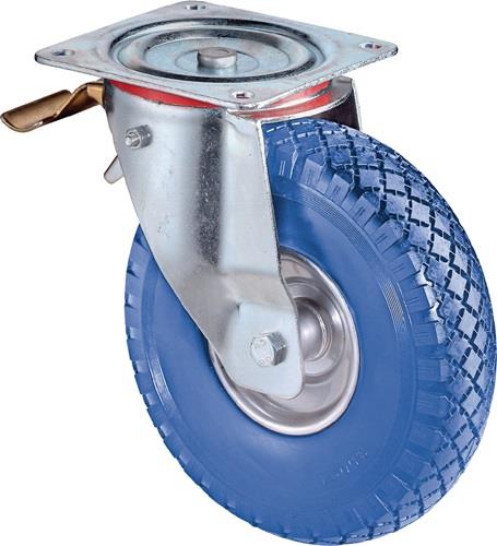 Lenkrolle m.Festst.D.200mm Trgf.75kg m.Platte Rollenlager PU pannensicher