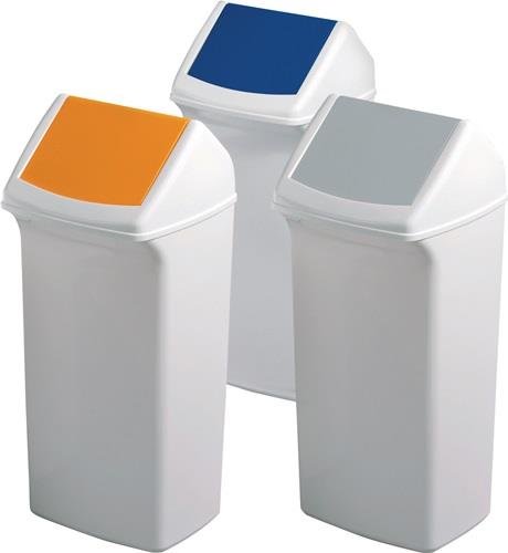 Wertstoffsammler 40l H747xB320xT366mm weiß/blau m.Deckel DURABLE