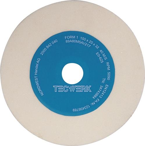 Schleifbockscheibe Ø150xB20x32mm 80 Form A AlOxid TECWERK
