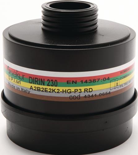 Mehrbereichskombifilter DIRIN 230 EN 14387 A2 B2 E2 K2 Hg-P3 f.4000 370 800/4000 370 801/4000 370 829 EKASTU