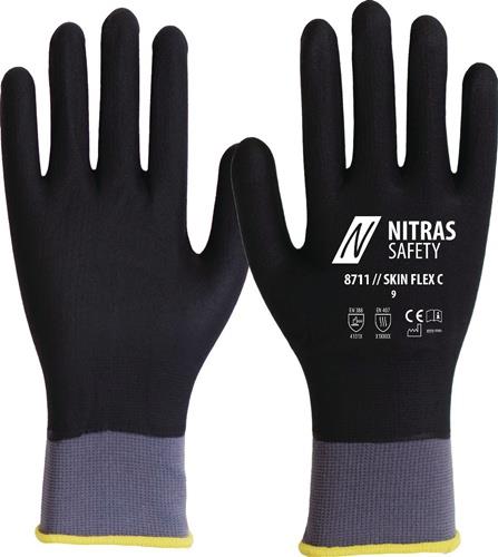 Handschuhe SKIN FLEX 3D Gr.10 grau/schwarz EN 388,EN 407 PSA II 12 NITRAS