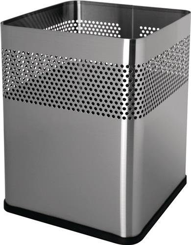 Papierkorb 18l H325xB240xT240mm quad.VA silber HELIT