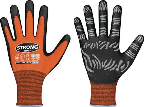 Handschuhe TIGER TOUCH Gr.10 orange/schwarz 92% PA/8% Elastan,Nitrilschaum