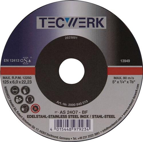 Schruppscheibe D125xS6mm gekr.Univ.Bohr.22,23mm TECWERK