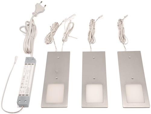 Anbauleuchte Planar L neutralweiß 24V DC 3x3 W Rahmenfarbe Aluminum L&S