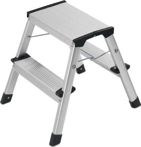 Klapptritt Stufen 2 Plattform-H.400mm Alu.m.Anti-Rutsch-Riffelung HAILO