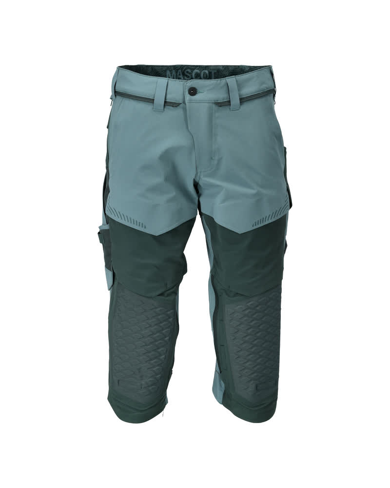 Dreiviertel-Hose mit Knietaschen CUSTOMIZED Hell Waldgrün/Waldgrün C64