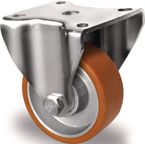 Bockrolle D.100mm Trgf.250kg PU Platte L100xB88mm Farbe Rl.braun TECWERK