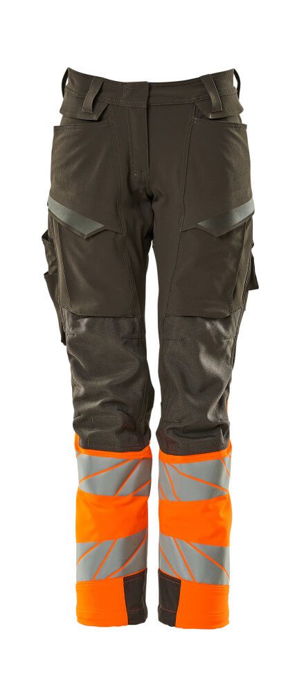 Damen-Passform DIAMOND Hose mit Knietaschen ACCELERATE SAFE Dunkelanthrazit/Hi-vis Orange 82C50