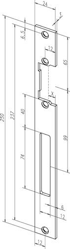 Flachschließbl.690 VA ma ktg.B.24xL.250mm DIN L/R ASSA ABLOY