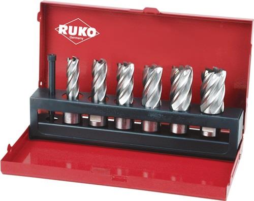 Kernbohrersatz 7tlg.D.12-14-16-18-20-22mm HSS Blank Schnitt-T.30mm Weldon RUKO