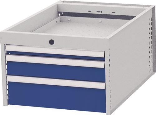 Schubladenschrank H358xB541xT736mm 3Schubl.lichtgrau/signalblau