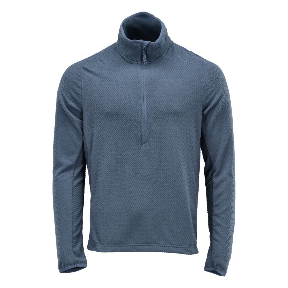 Microfleece Pullover mit kurzem Reißverschluss CUSTOMIZED Steinblau XS