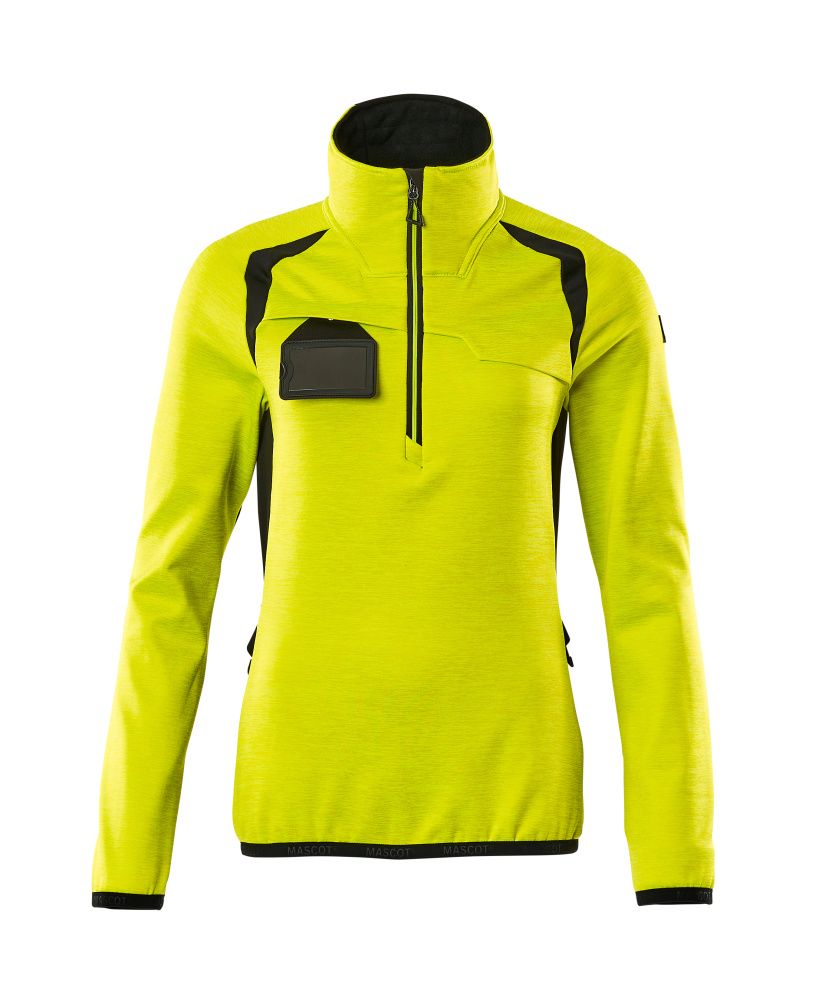 Damen-Passform Fleecejacke mit kurzem Reißverschluss ACCELERATE SAFE Hi-vis Gelb/Schwarz L