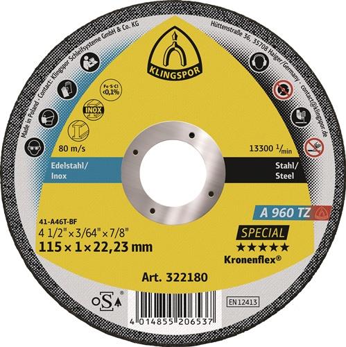 Trennscheibe A 960 TZ Special D115x1mm ger.INOX Bohr.22,23mm KLINGSPOR