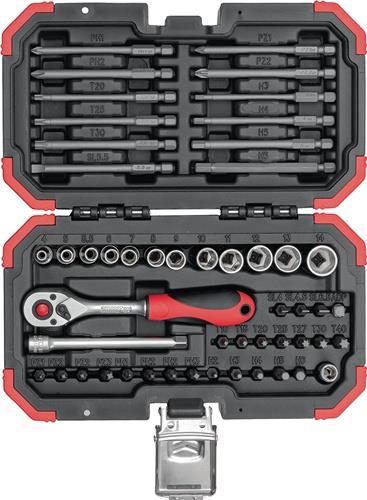 Bit-/Steckschlüsselsortiment R33003051 51-tlg.1/4 Zoll SW 4-14mm Z.72 GEDORE RED