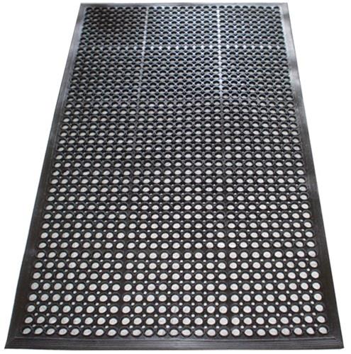Fußmatte offene Ringe schwarz Gum.L1500xB900xS10mm