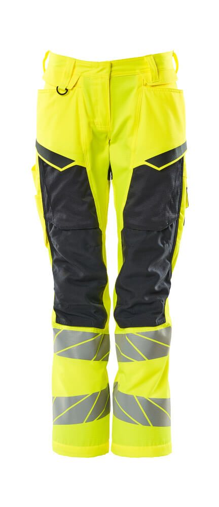 Damen-Passform DIAMOND Hose mit Knietaschen ACCELERATE SAFE Hi-vis Gelb/Schwarzblau 82C50