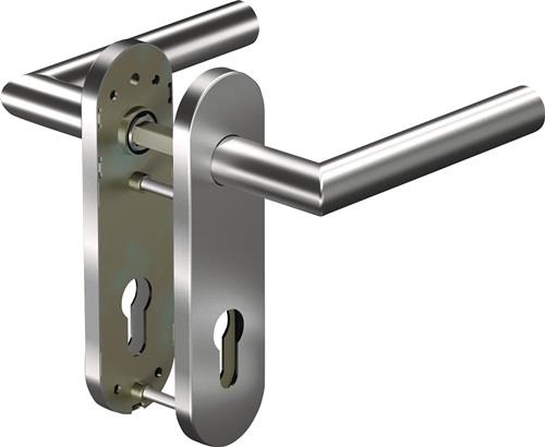 Kurzschildgarnitur CORE+ 8906 8 mm/7051K 72MM Alu.F1 PZ rd Drückergrt.OGRO