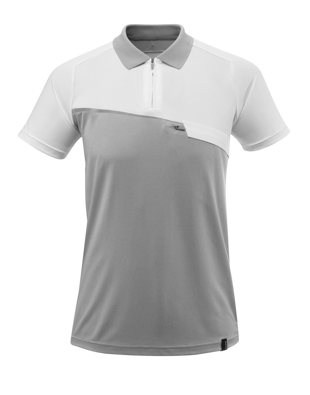 Polo-Shirt mit Brusttasche ADVANCED Grau-meliert/Weiss 2XL