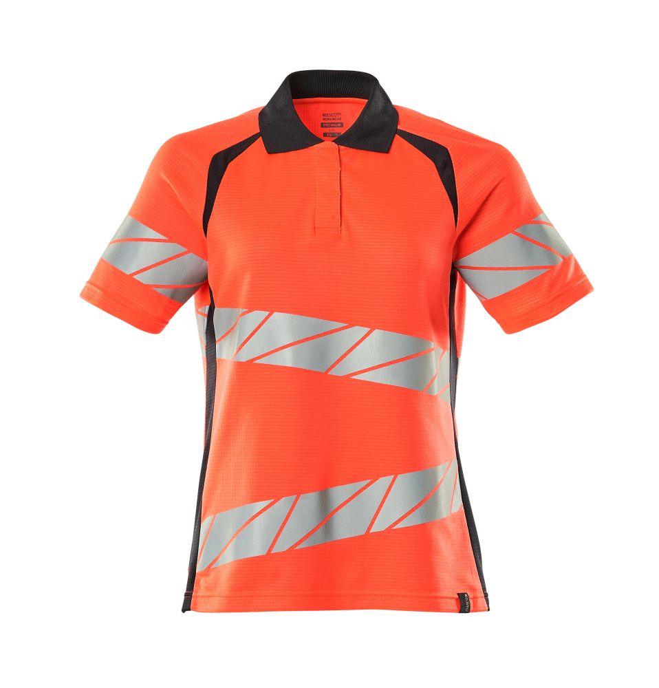 Damen-Passform Polo-Shirt ACCELERATE SAFE Hi-vis Rot/Schwarzblau L  ONE
