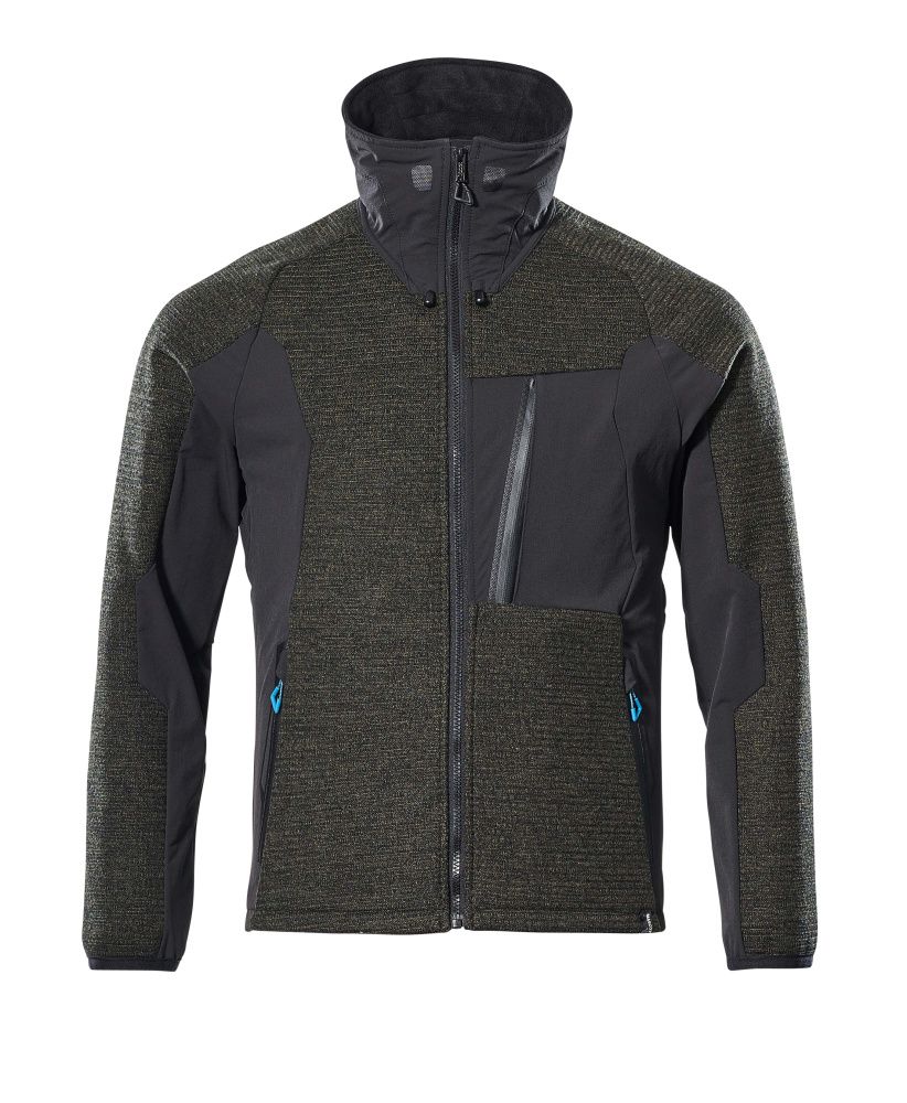 Strickjacke mit Reißverschluss ADVANCED Moosgrün/Schwarz M