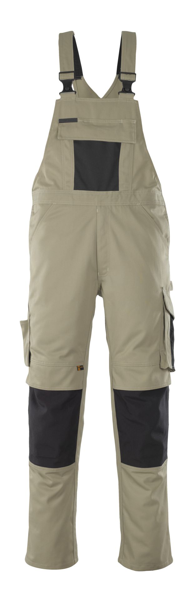Latzhose mit Knietaschen UNIQUE Hellkhaki/Schwarz 76C48