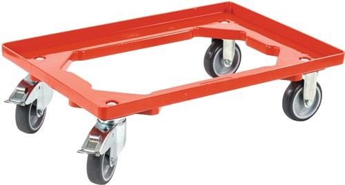 Kistenroller Trgf.250kg Gummi-Bereifung L600xB400mm Ku.rot ALLIT
